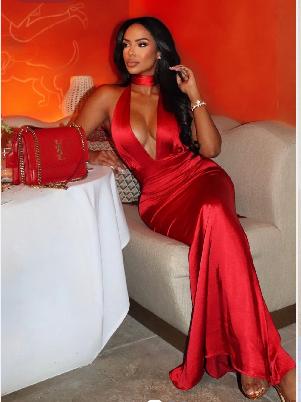 New Fashion Nova Glam Luxe Line Seleste Satin Gown - In Wine Size 3X